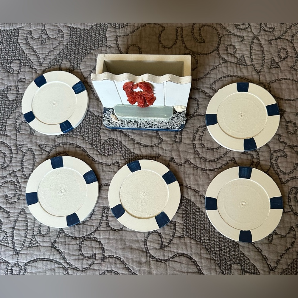 🆓 Free if added to a bundle of $20 or more - Nautical Coaster Set with Holder